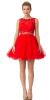Beaded Lace Bust Mesh Babydoll Skirt Short Dress in Red
